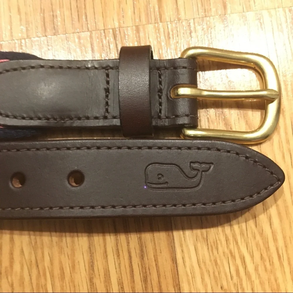 Vineyard Vines Blue Whale on Pink 28”‎ Webbed Belt